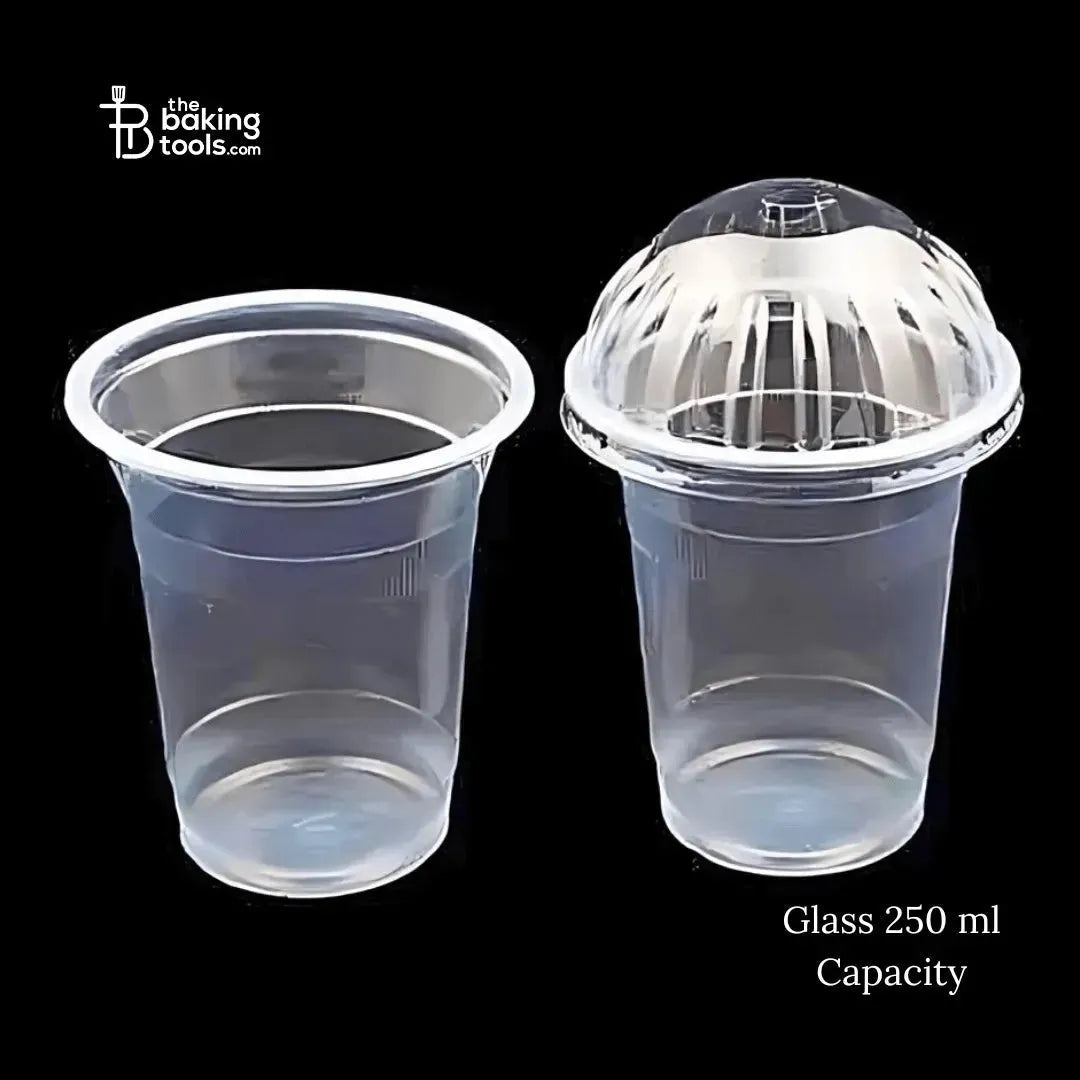 Pet Glass for Jar Cake 250ml - Pack of 50 | Plastic Glass Cups - (NO COD) - thebakingtools.com