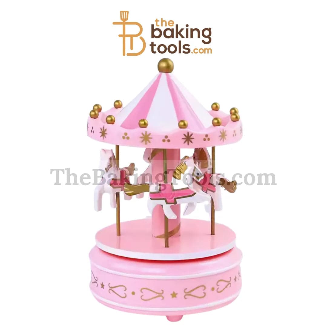 Pink Carousel Music Box Cake Topper - thebakingtools.com