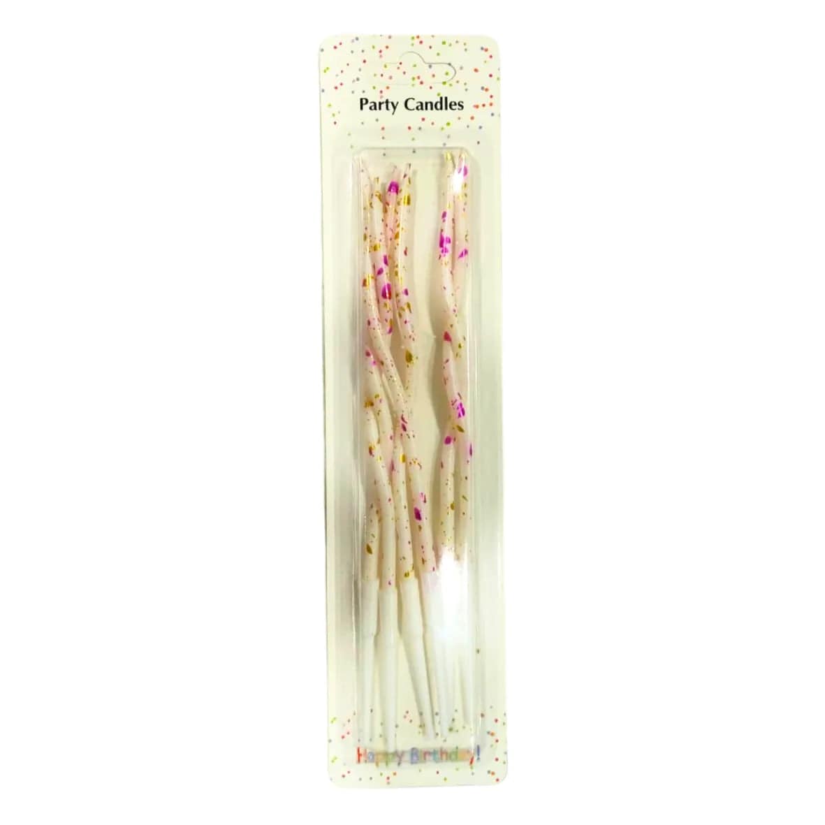 Pink-Golden Glitter Twisted Candle - 6 Pcs - thebakingtools.com