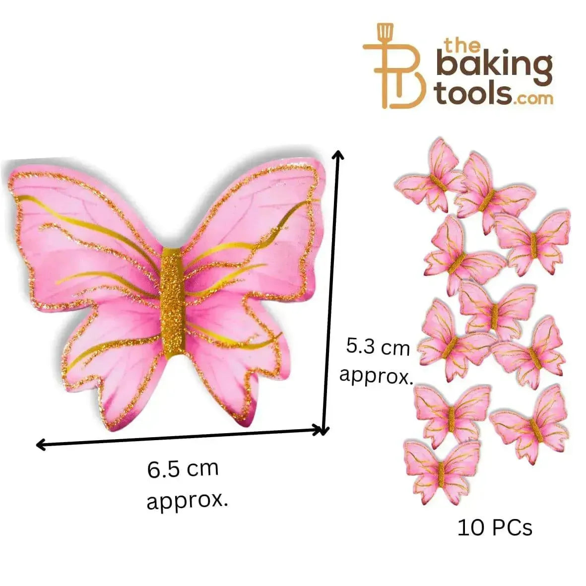 Pink Paper Butterfly Cake Topper (Pack Of 10) 003 - thebakingtools.com