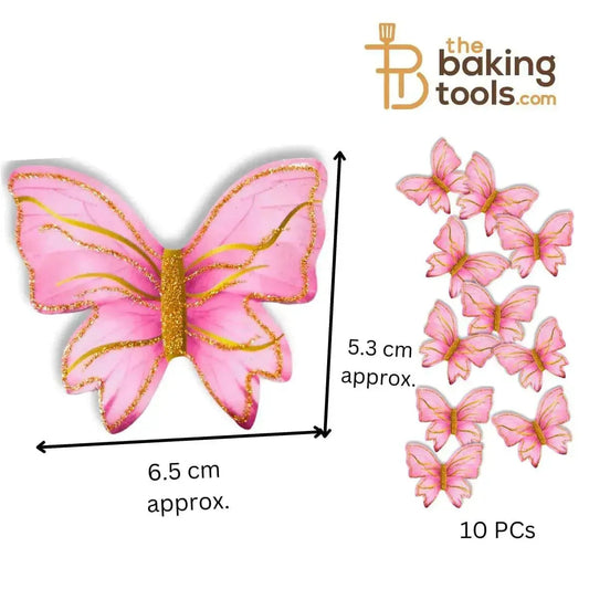 Pink Paper Butterfly Cake Topper (Pack Of 10) 003 - thebakingtools.com