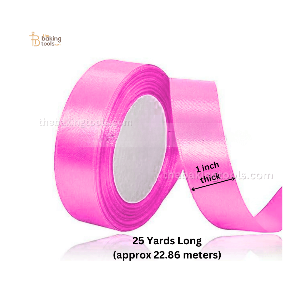 Pink Plain Satin Ribbon Lace - 1 Inch Thick - thebakingtools.com