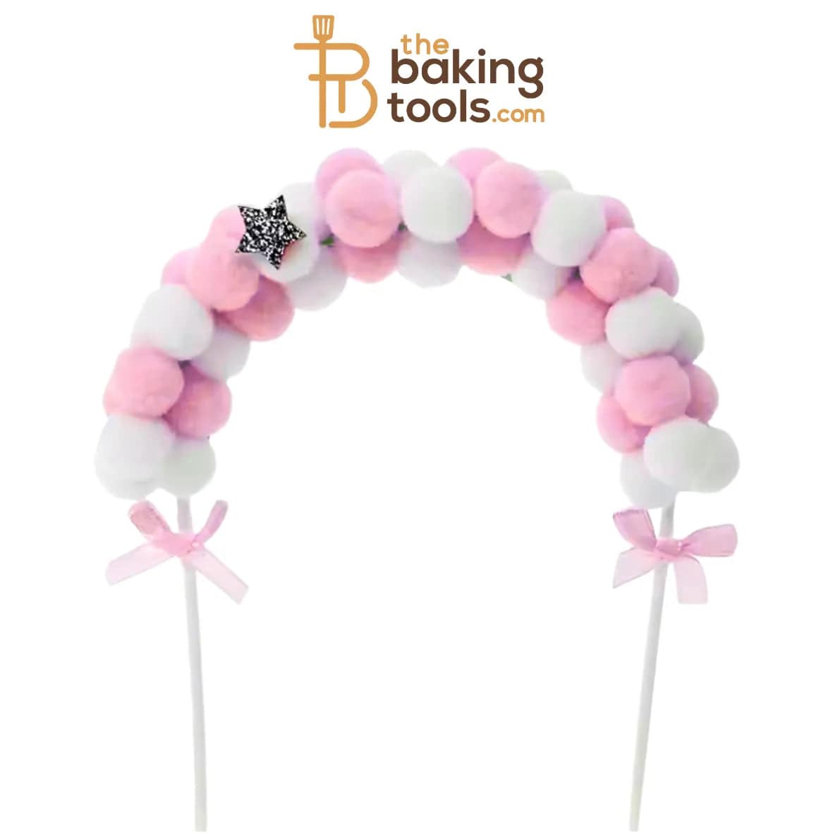 Pom-Pom Arch Cake Topper - Pink | Cake Decoration | Birthday Decor - thebakingtools.com