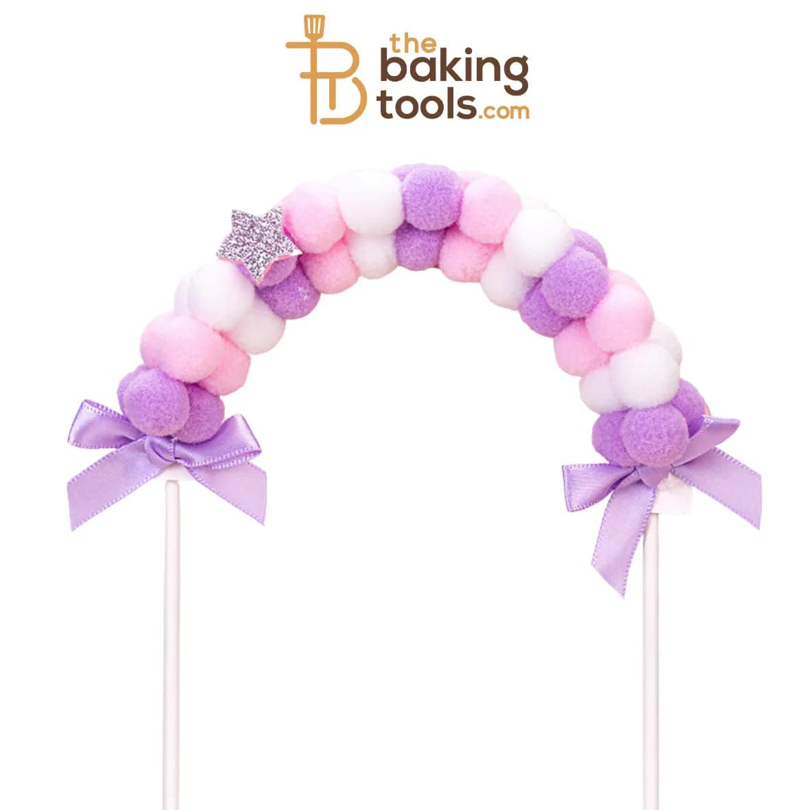 Pom-Pom Arch Cake Topper - Purple | Cake Decoration | Birthday Decor - thebakingtools.com