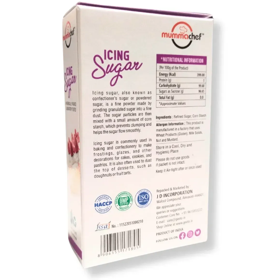 Powdered Icing Sugar 100 Grams | Mummachef Powdered Icing Sugar - thebakingtools.com