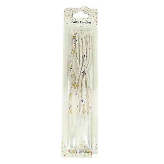 Purple-Golden Glitter Twisted Candle - 6 Pcs - thebakingtools.com