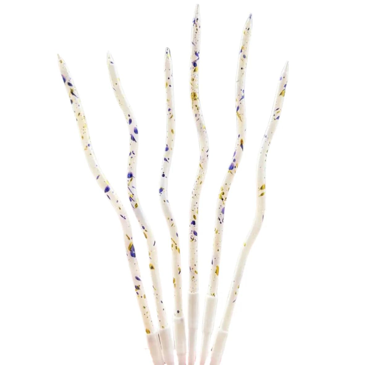 Purple-Golden Glitter Twisted Candle - 6 Pcs - thebakingtools.com