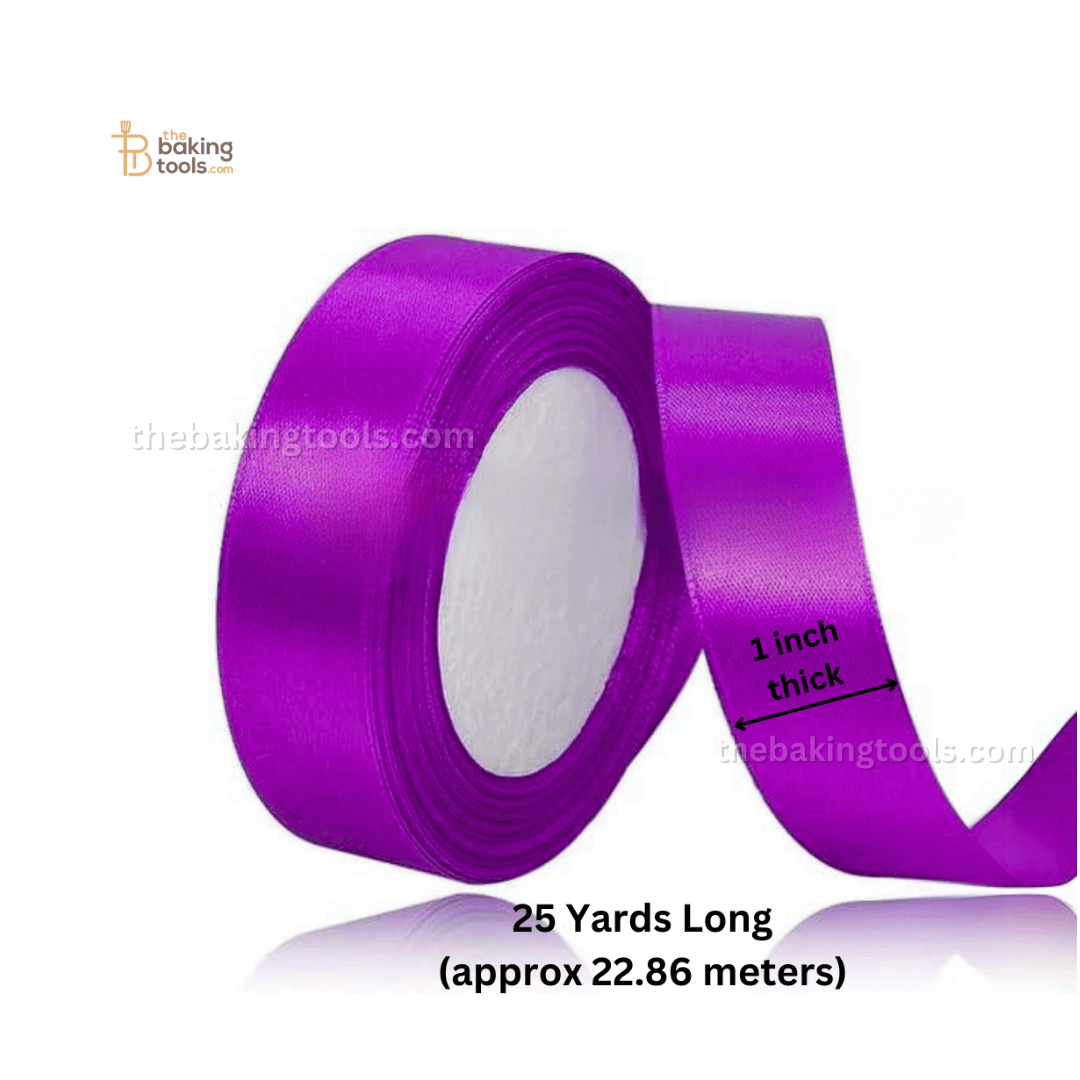 Purple Plain Satin Ribbon Lace - 1 Inch Thick - thebakingtools.com