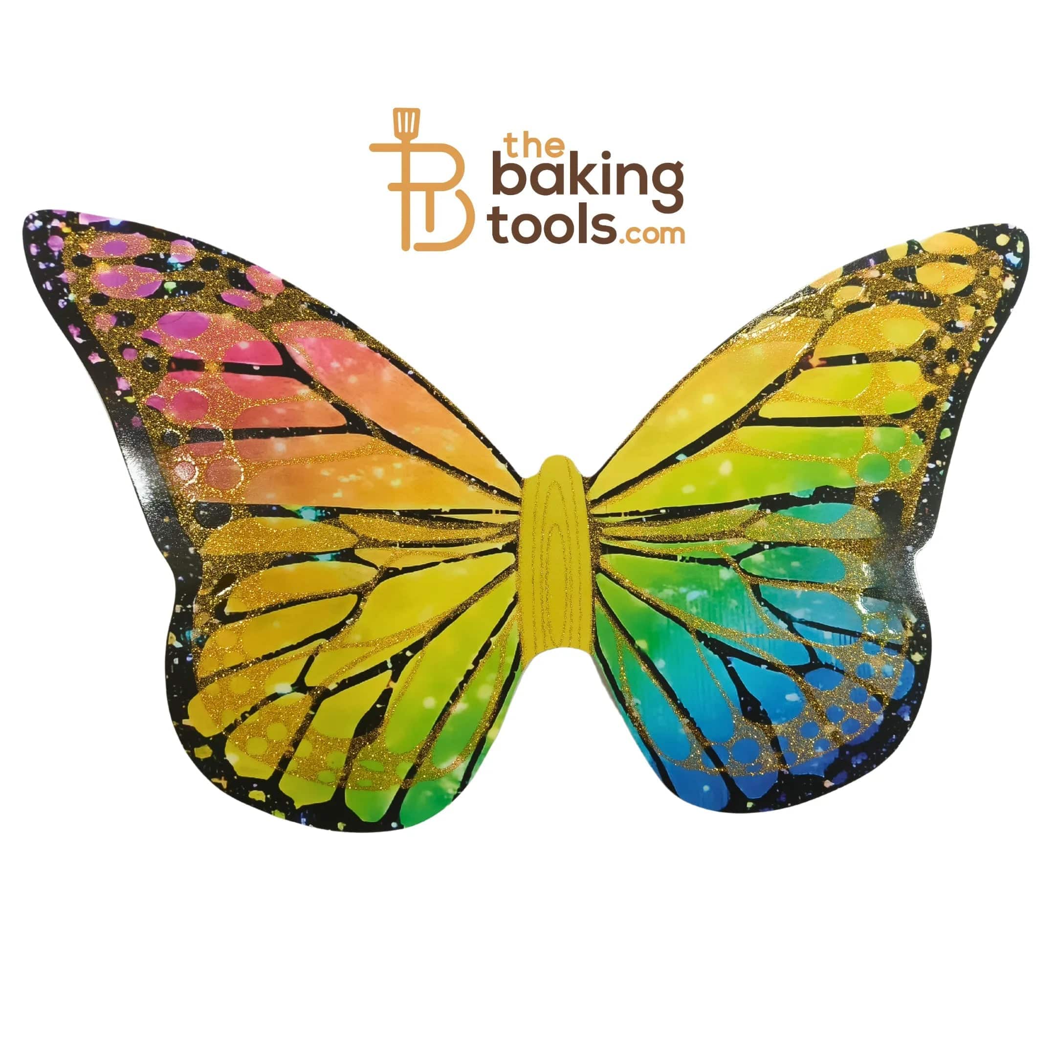 Rainbow Colour Giant Paper Butterfly Cake Topper 03 - thebakingtools.com