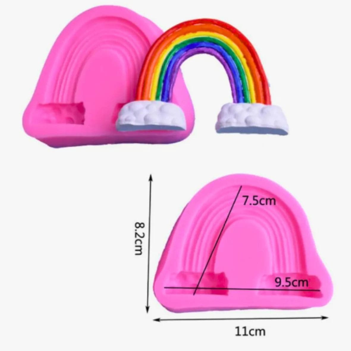 Rainbow Shape Silicone Fondant Gum Paste Mould - thebakingtools.com