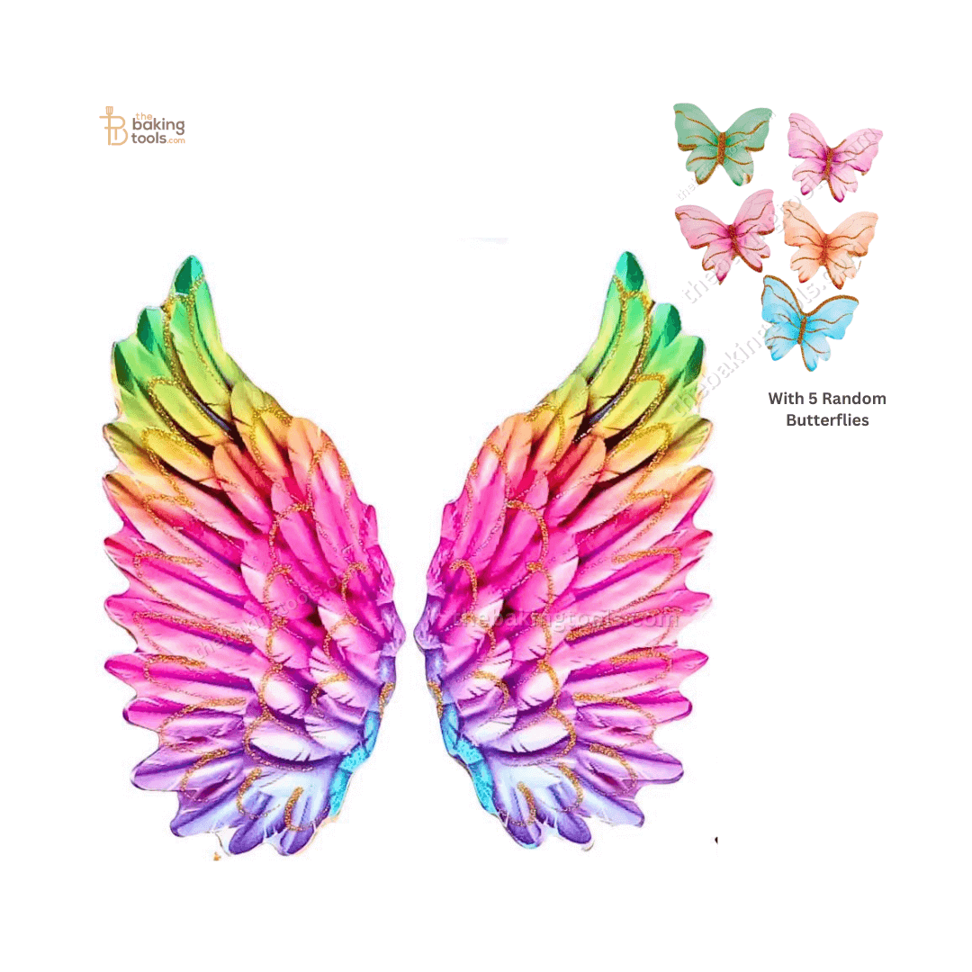 Rainbow Wings Cake Topper with 5 Butterflies - thebakingtools.com