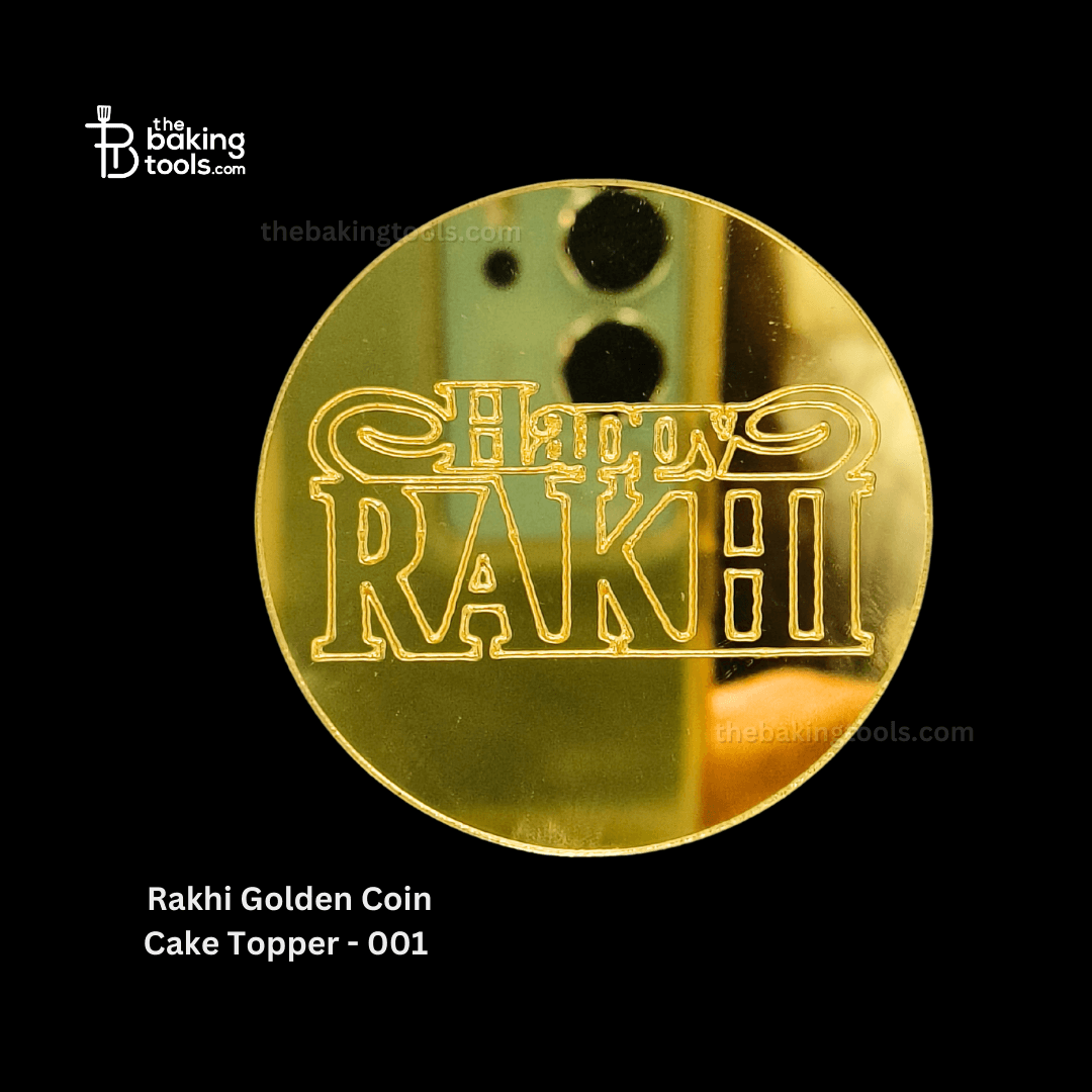 Rakhi Golden Acryllic Coin Cake Topper - 001 - thebakingtools.com