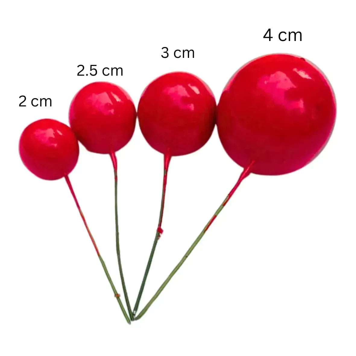Red Faux Ball Cake Topper - Pack of 20 Pieces - thebakingtools.com