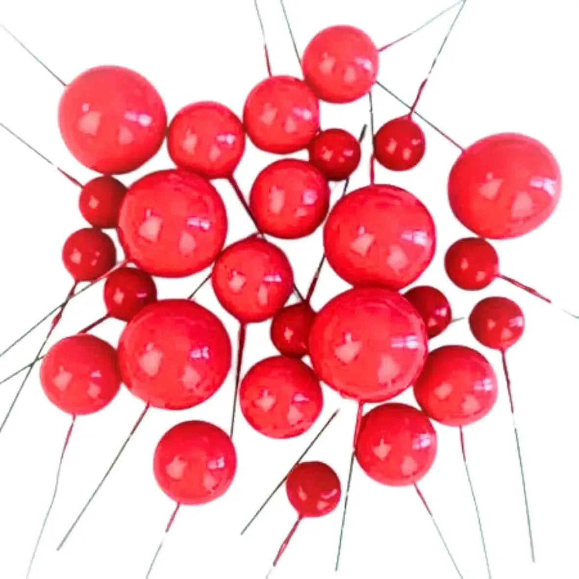 Red Faux Ball Cake Topper - Pack of 20 Pieces - thebakingtools.com