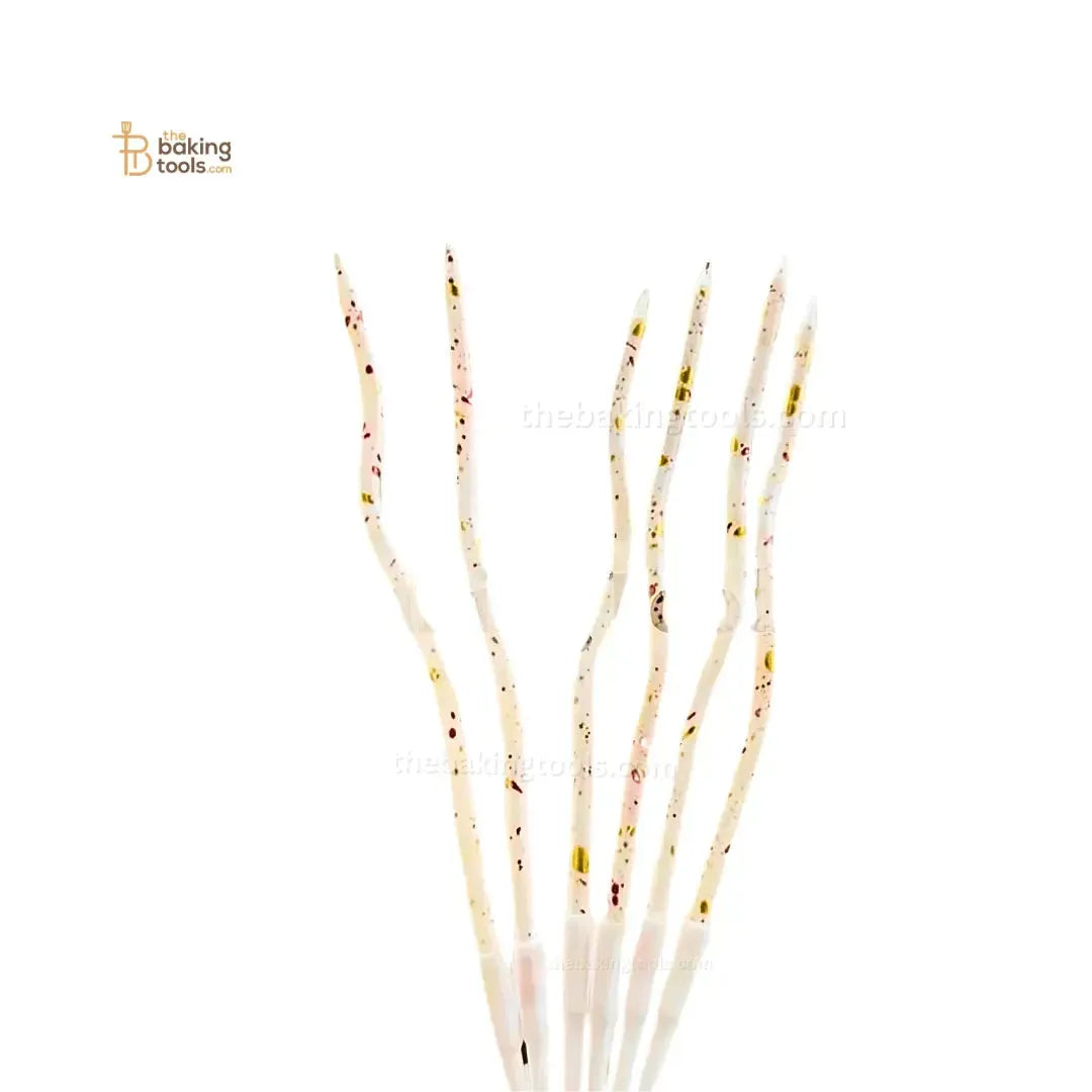 Red-Golden Glitter Twisted Candle - 6 Pcs - thebakingtools.com