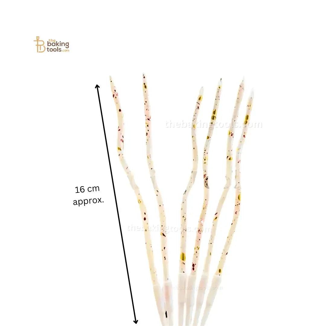 Red-Golden Glitter Twisted Candle - 6 Pcs - thebakingtools.com
