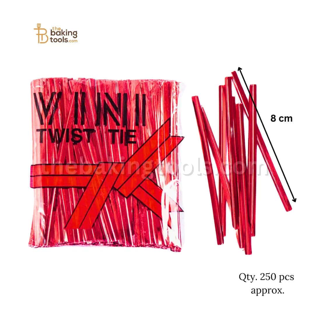 Ribbon Aluminium Twist Ties - Red Colour | Pack of 250 Pcs Approx. - thebakingtools.com