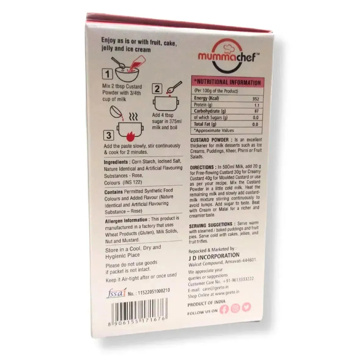 Rose Custard Powder 100 Grams | Mummachef Rose Custard Powder - thebakingtools.com