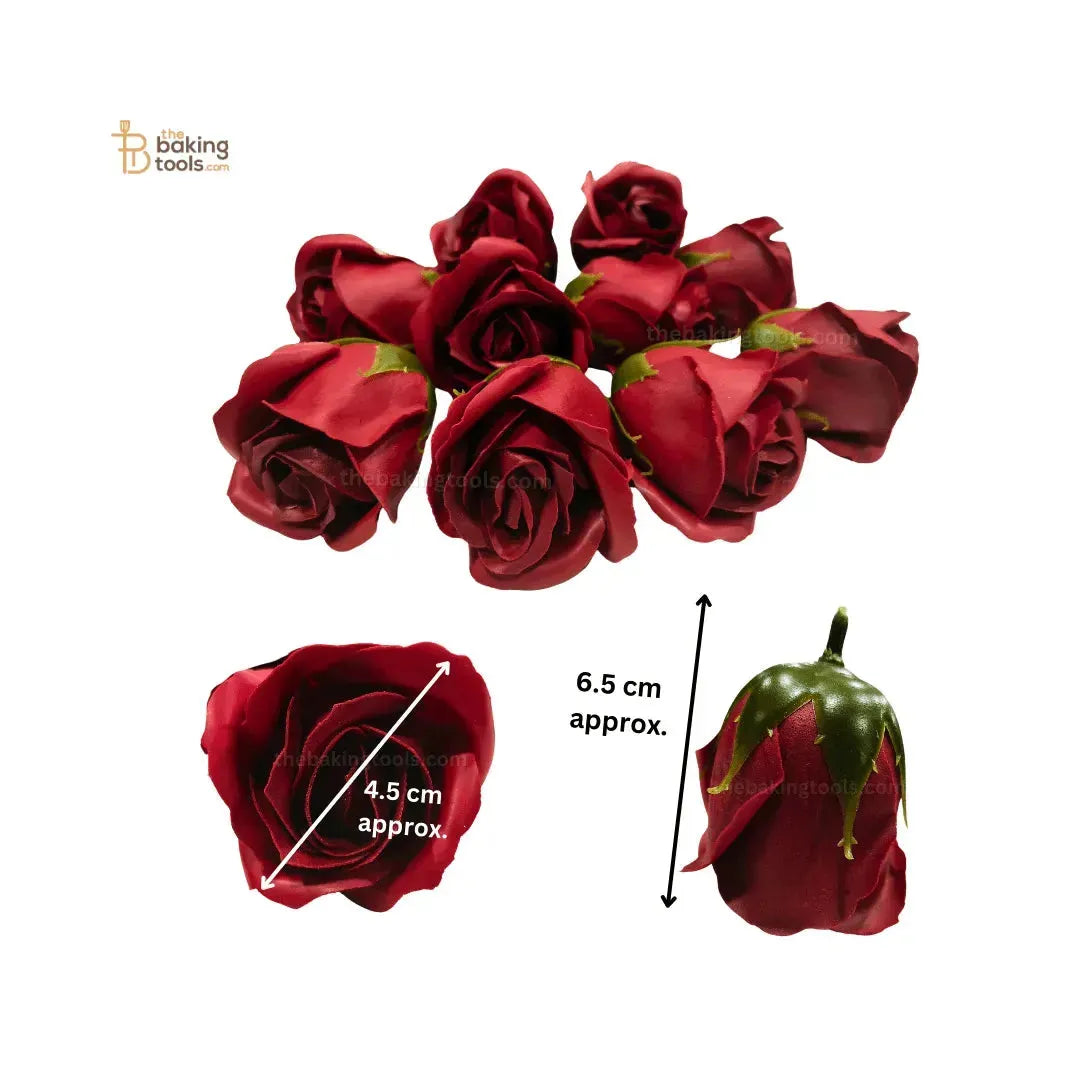 Rose Flower Cake Topper (Set of 10) - Red - thebakingtools.com