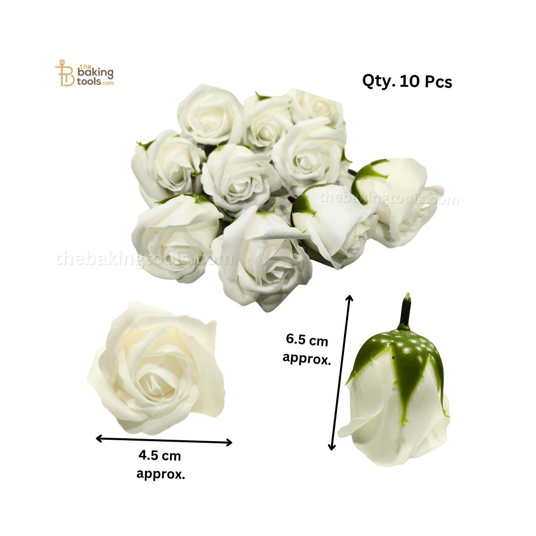 Rose Flower (Set of 10) - White - thebakingtools.com