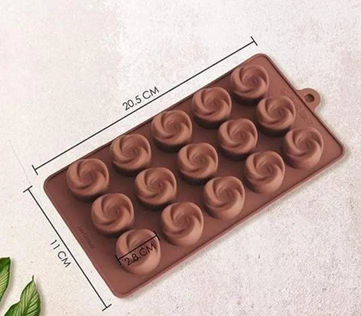 Rose Shape Silicon Chocolate Mould-15 Cavity - thebakingtools.com