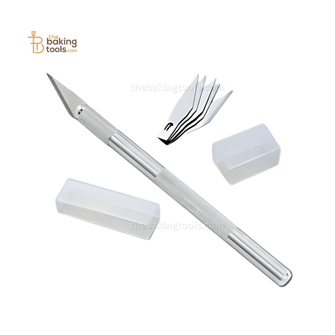 Silver Detail Knife - Crafts Knife Cutter Tool with 5 Blades - thebakingtools.com