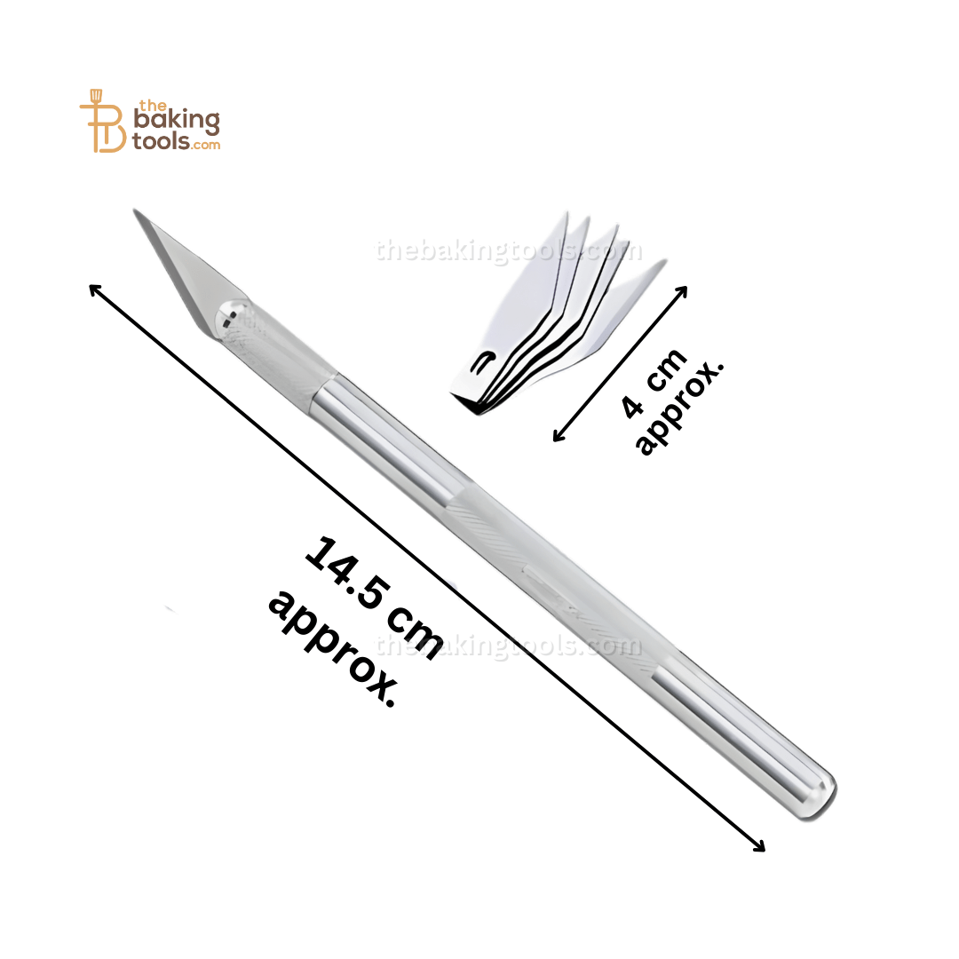 Silver Detail Knife - Crafts Knife Cutter Tool with 5 Blades - thebakingtools.com