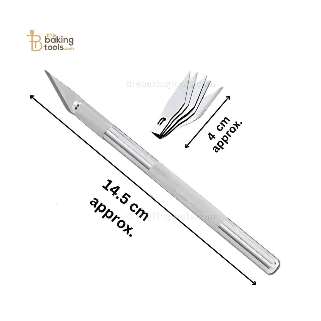 Silver Detail Knife - Crafts Knife Cutter Tool with 5 Blades - thebakingtools.com