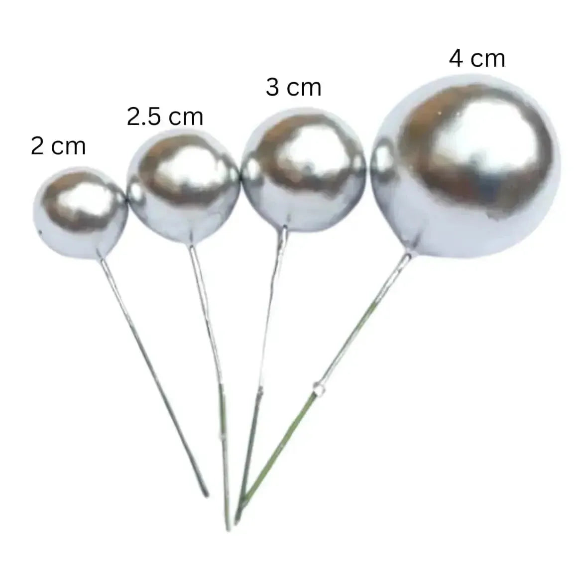 Silver Faux Ball Cake Topper - Pack of 20 Pieces - thebakingtools.com