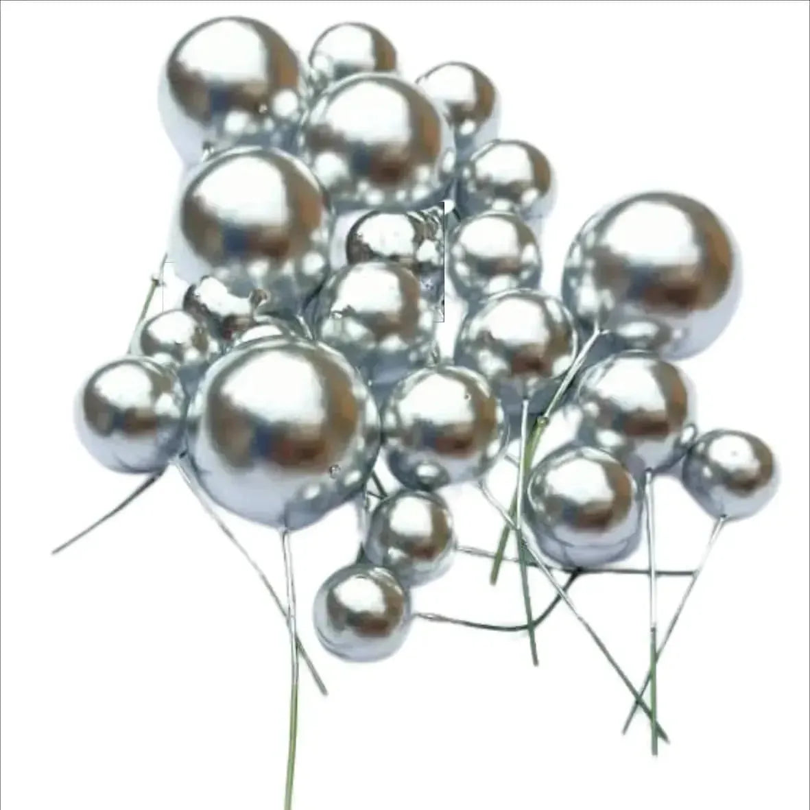 Silver Faux Ball Cake Topper - Pack of 20 Pieces - thebakingtools.com