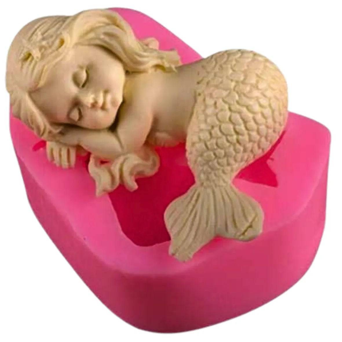 Sleeping Little Mermaid Shape Sea Ocean Themed Silicone Fondant Gum Paste Mould - thebakingtools.com