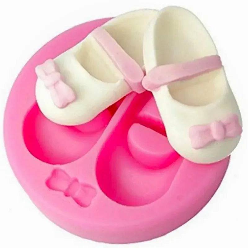 Small Baby Shoes Silicone Fondant Gum Paste Mould - thebakingtools.com