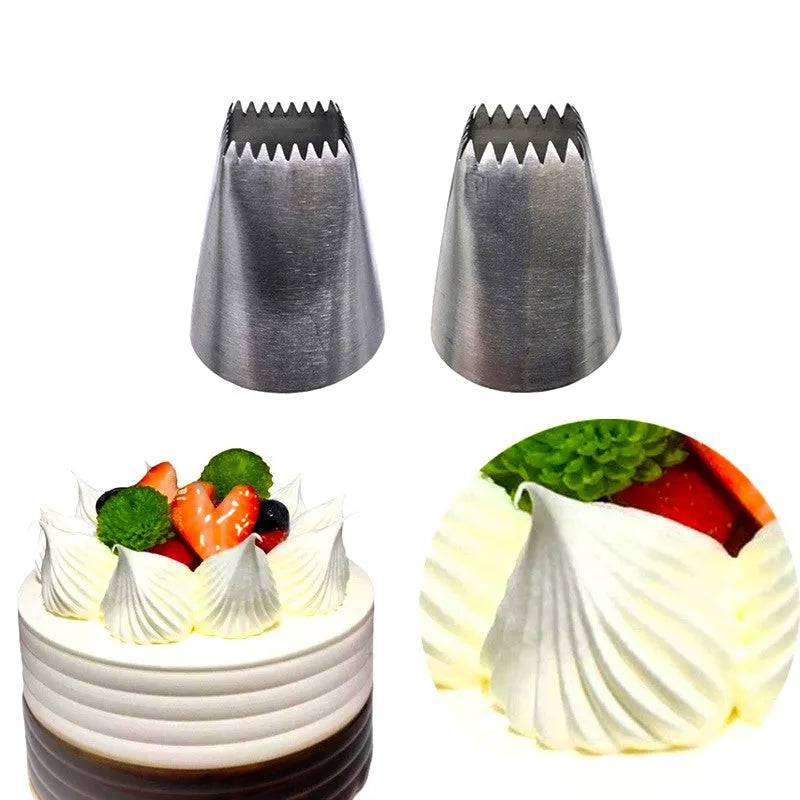 Square Nozzle-Set of 2 Pcs Large Size Icing Piping Nozzles [Stainless Steel Cake Decor] - thebakingtools.com