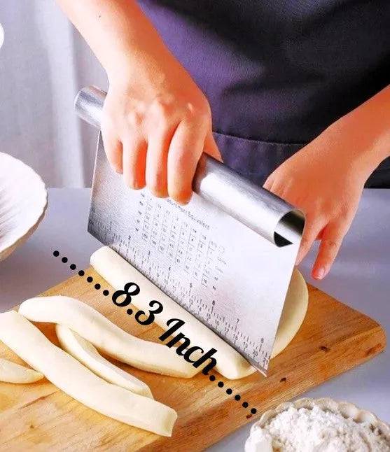 Stainless Steel Food Scraper For Smoother Icing With Measuring Scale - thebakingtools.com