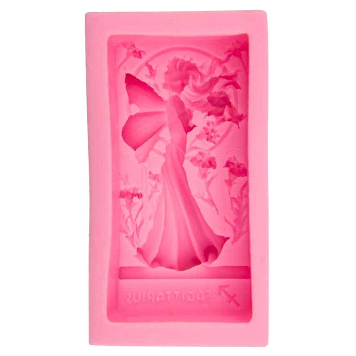 Standing Fairy Angel With Wings & Sagittarius Symbol Angel 1 Silicone Fondant Gum Paste Mould - thebakingtools.com