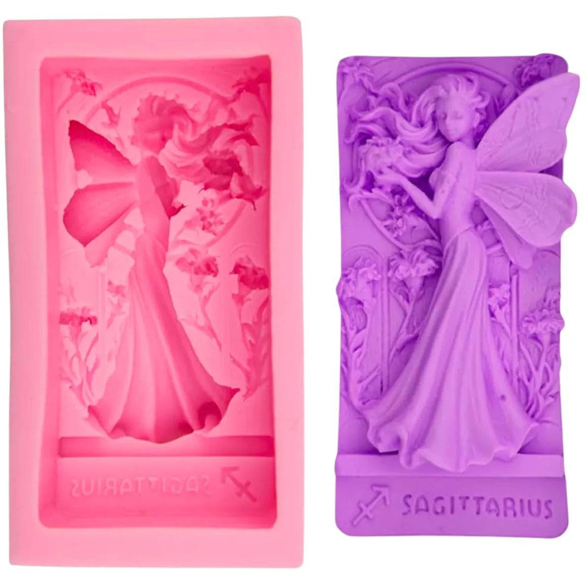 Standing Fairy Angel With Wings & Sagittarius Symbol Angel 1 Silicone Fondant Gum Paste Mould - thebakingtools.com