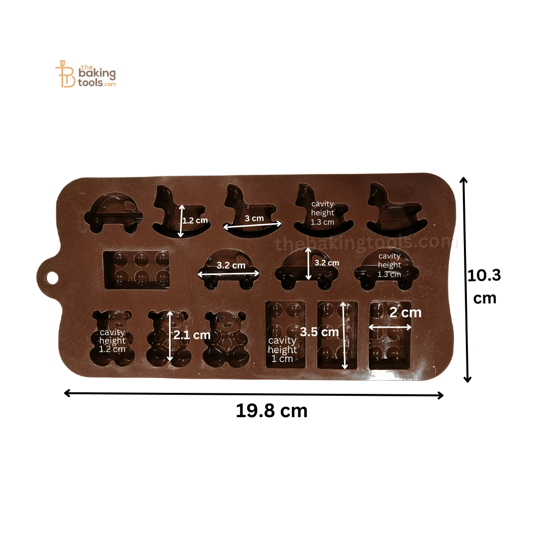 Teddy Bear And Vehicle Shape Silicon Chocolate Mould-15 Cavity - thebakingtools.com