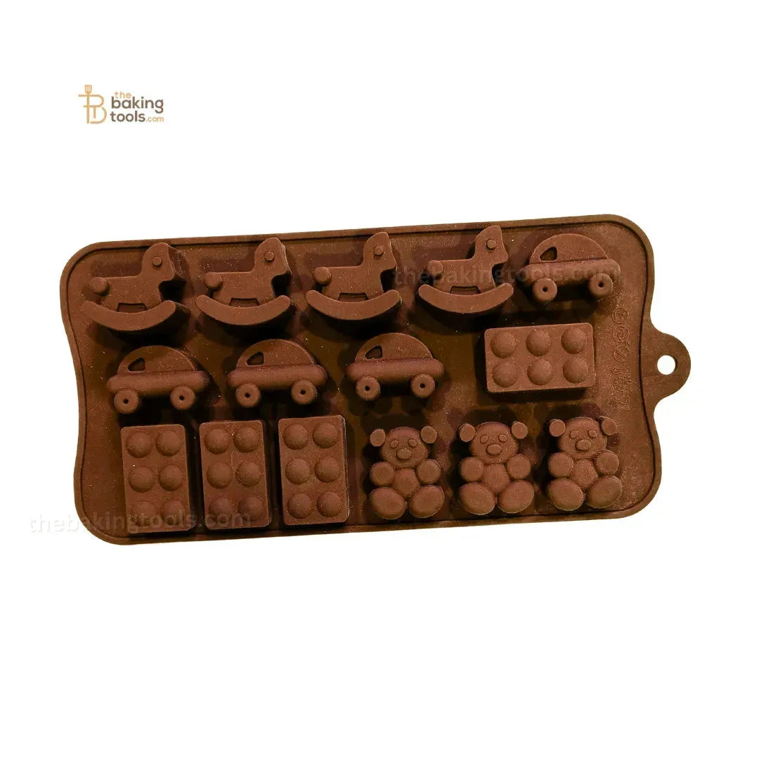 Teddy Bear And Vehicle Shape Silicon Chocolate Mould-15 Cavity - thebakingtools.com
