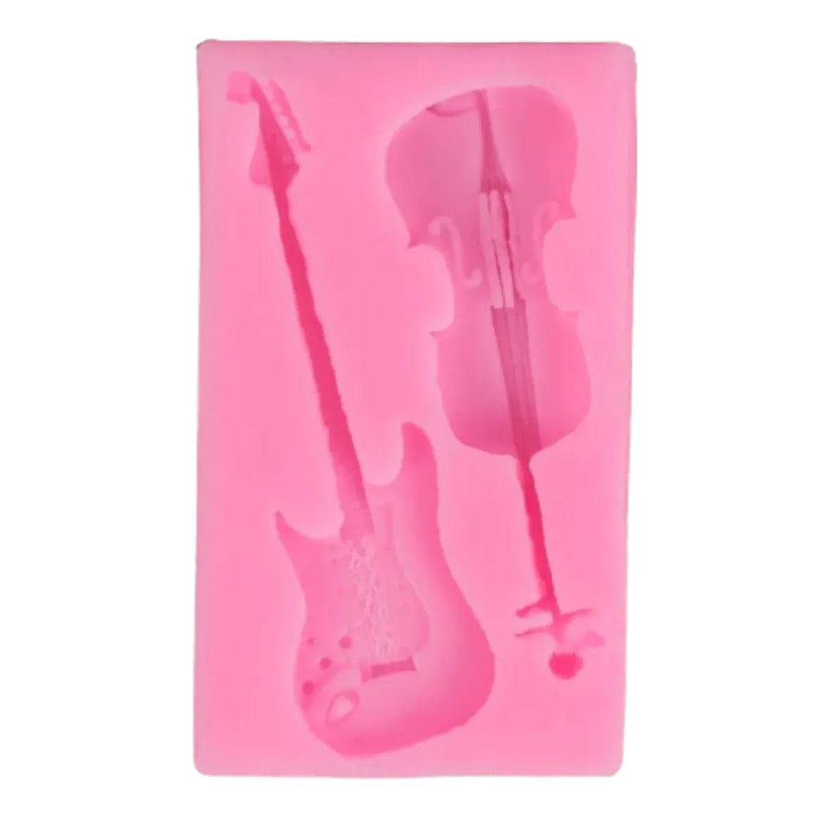 Violin Guitar Musical Instrument Silicone Fondant Gum Paste Mould - thebakingtools.com