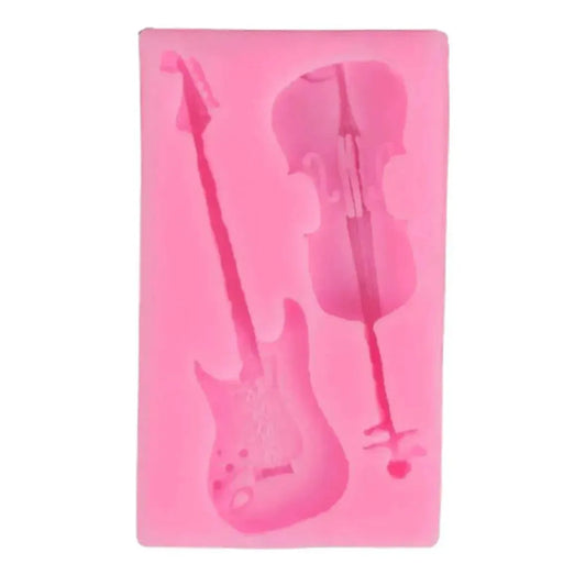 Violin Guitar Musical Instrument Silicone Fondant Gum Paste Mould - thebakingtools.com