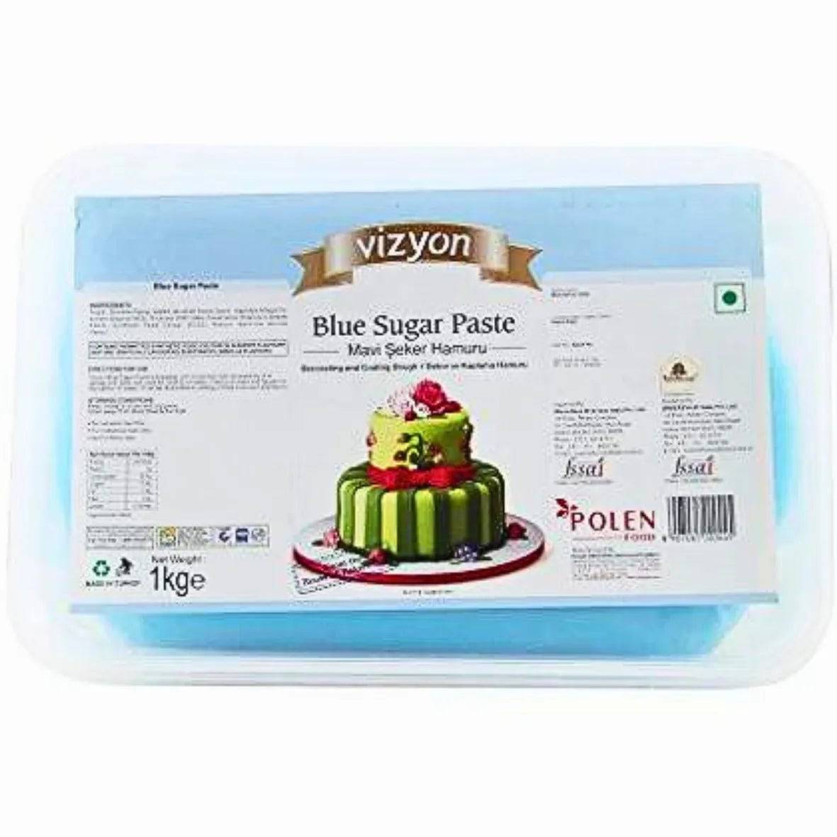 Vizyon Sugar Paste (Fondant) - Blue 1 kg, 1000 g - thebakingtools.com