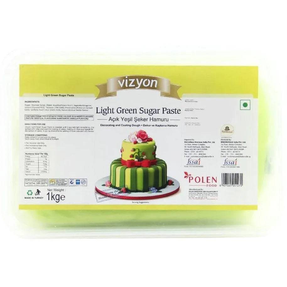 Vizyon Sugar Paste (Fondant) Light Green,1 Kg - thebakingtools.com