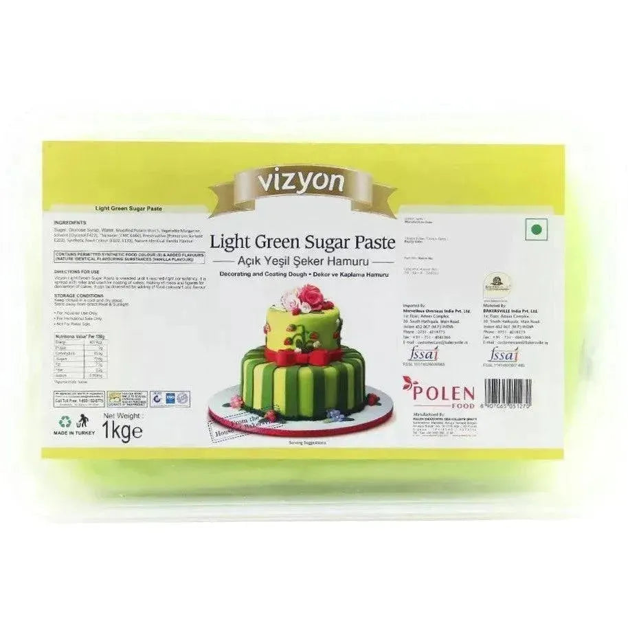 Vizyon Sugar Paste (Fondant) Light Green,1 Kg - thebakingtools.com