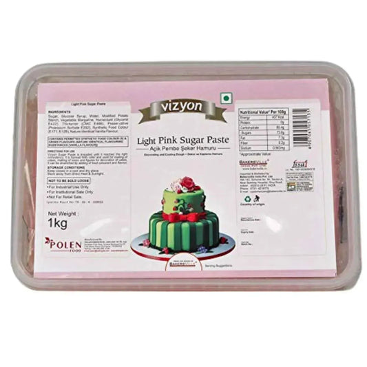 Vizyon Sugar Paste (Fondant) Light Pink, 1 Kg - thebakingtools.com