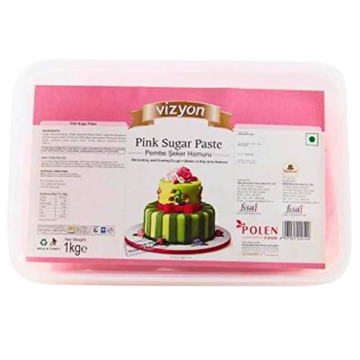 Vizyon Sugar Paste (Fondant) - Pink 1 Kg, 1000 g - thebakingtools.com