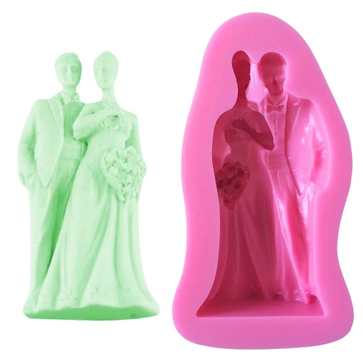 Wedding Engagement Couple 2 Silicone Fondant Gum Paste Mould - thebakingtools.com