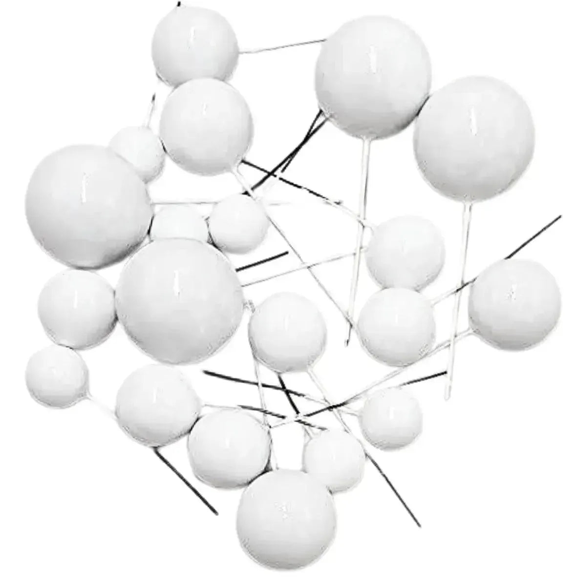 White Faux Ball Cake Topper - Pack of 20 Pieces - thebakingtools.com