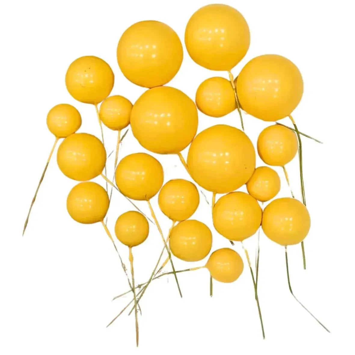 Yellow Faux Ball Cake Topper - Pack of 20 Pieces - thebakingtools.com