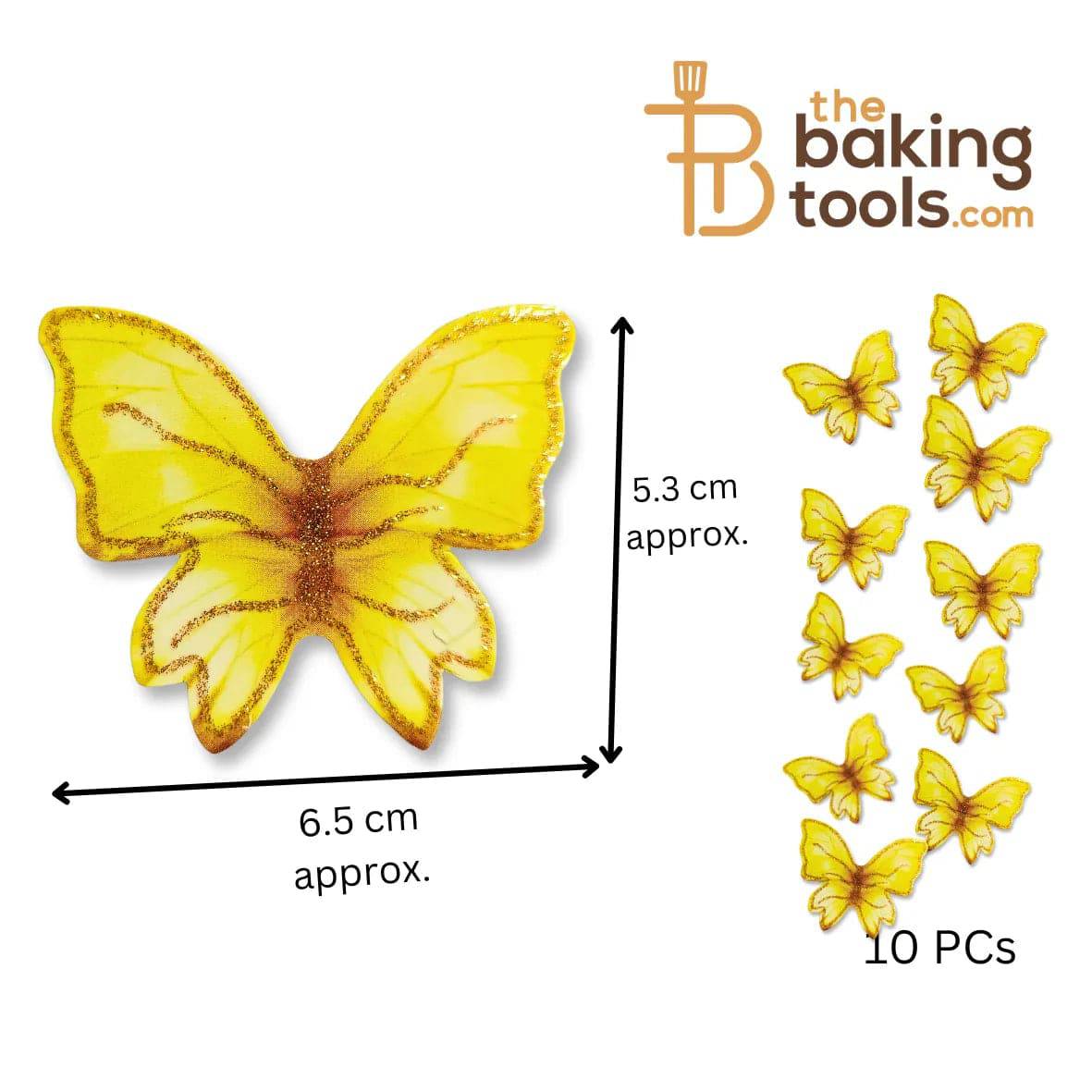 Yellow Paper Butterfly Cake Topper (Pack Of 10) 002 - thebakingtools.com