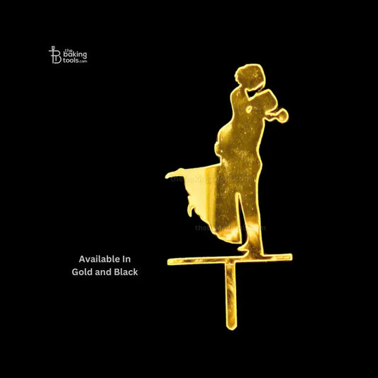 Couple Cake Topper Acrylic (Gold & Black) CP-013 - thebakingtools.com